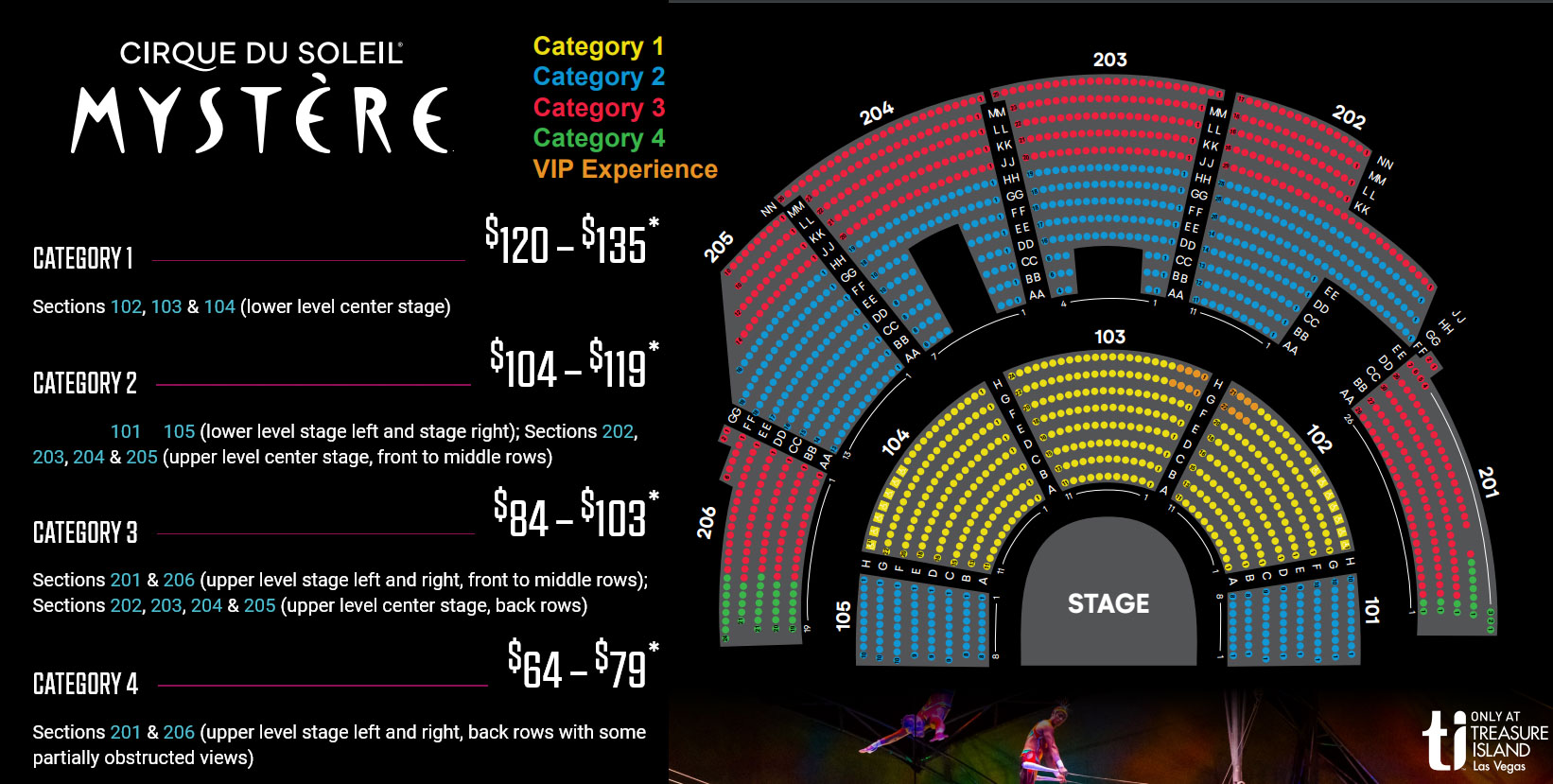 太阳马戏团 Mystere 神秘秀座位图