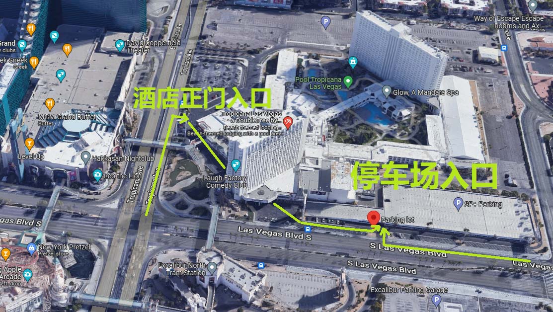 拉斯维加斯 Tropicana 热带酒店免费自助停车场